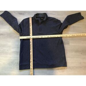 TASSO ELBA Dark Navy Geo Pattern Quarter Zip Knit‎ Pullover Sweater Large L